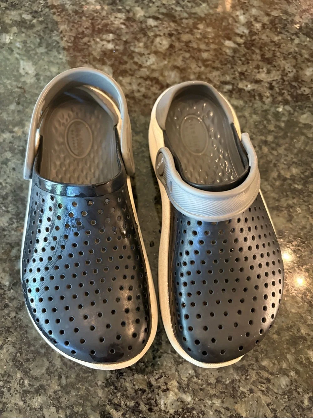 CROCS Kids Navy and Cream Vented Slip-On Clogs
